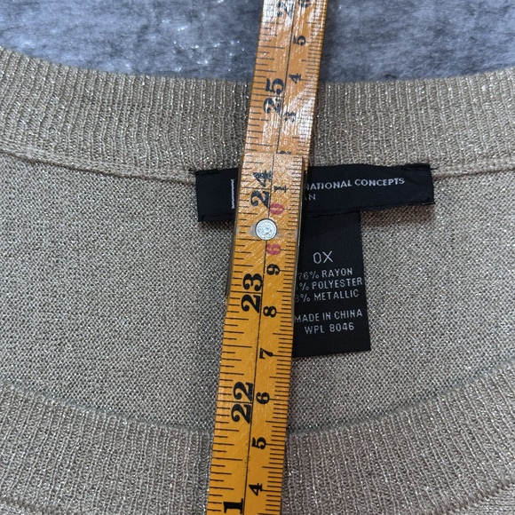 INC INTERNATIONAL CONCEPTS Womens 0X Metallic Gold Shimmer Pullover Sweater - Picture 6 of 9